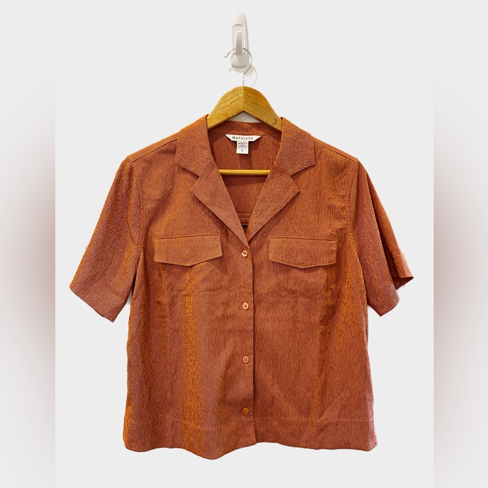 Athleta Echo Top - Button down Crop top in Burnt Orange - Size S